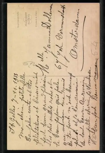 Künstler-AK Idyllische Landschaft mit Berg und Wasserfall im Art Deco Stil