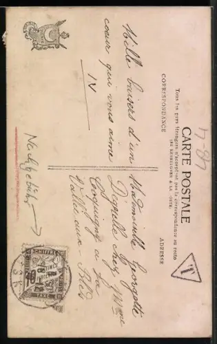 AK Dame an einer Nähmaschine neben einem Mann mit Paket, Muguet d`Amour