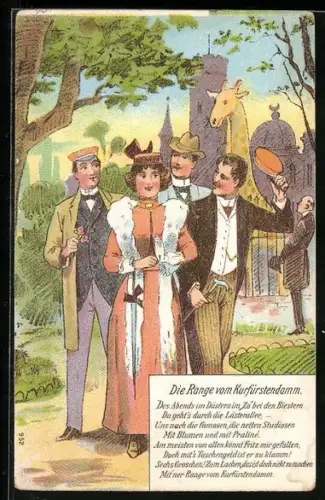 AK Berlin, Personen im Zoo mit Giraffe, Die Range vom Kurfürstendamm