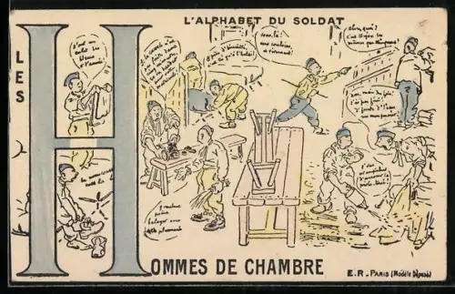 AK Französische Soldaten mit Buchstabe H