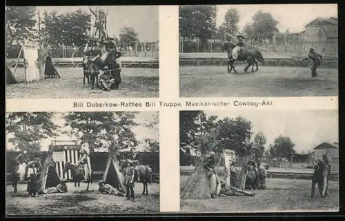 AK Bill Daberkow-Raffles Bill Truppe, Mexikanischer Cowboy-Akt, Dressur