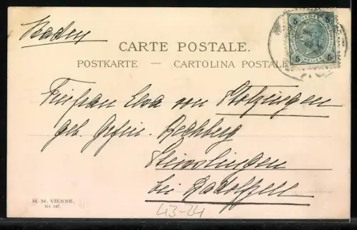 AK Harlekin tanzt mit eleganter Dame