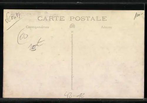 Foto-AK Gruppenbild von Pfadfindern, Camping