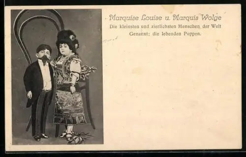 AK Marquise Louise u. Marquis Wolge, Liliputaner