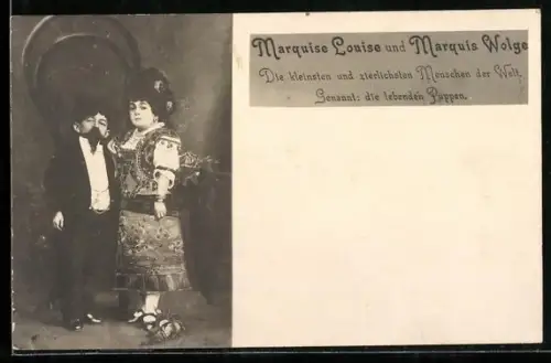 AK Marquise Louise und Marquis Wolge, Liliputaner