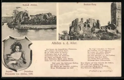 AK Ahlden a. d. Aller, Schloss Ahlden, Bunken-Burg, Sophie Dorothea Prinzessin von Ahlden