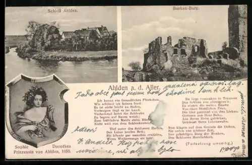 AK Ahlden a. d. Aller, Schloss Ahlden, Bunken-Burg, Sophie Dorothea Prinzessin von Ahlden