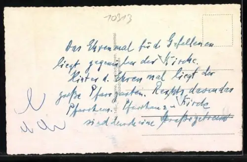 AK Rosenthal bei Peine, Geschäftshaus M. Hanne, Kirche, Kriegerdenkmal