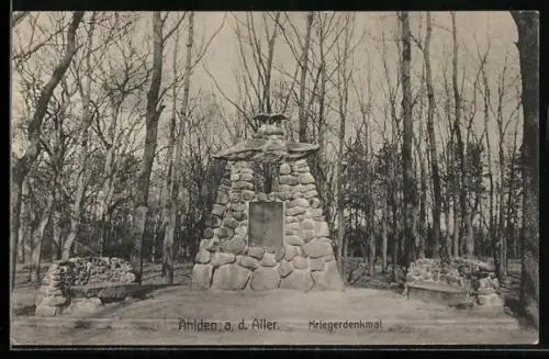 AK Ahlden a. d. Aller, Blick zum Kriegerdenkmal