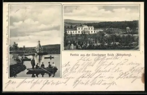 AK Achterberg /Lüneburger Heide, Wasserpartie und Anwesen