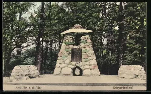 AK Ahlden a. d. Aller, Kriegerdenkmal mit umgebender Natur