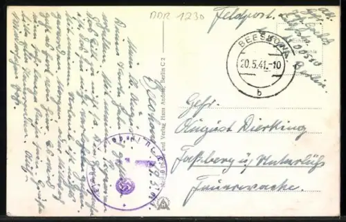 AK Beeskow i. d. Mark, Frankfurter Strasse mit St. Marien