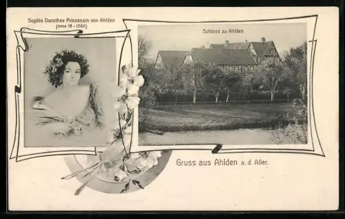 AK Ahlden / Aller, Blick zum Schloss, Sophie Dorothee Prinzessin von Ahlden