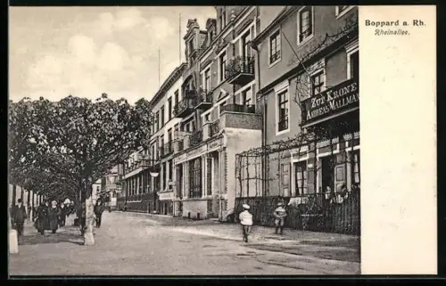AK Boppard /Rh., Partie an der Rheinallee mit Gasthaus zur Krone