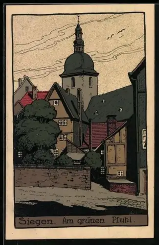 Steindruck-AK Siegen, Am grünen Pfuhl