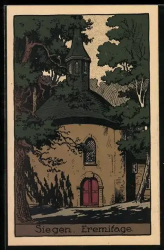 Steindruck-AK Siegen, Partie an der Eremitage