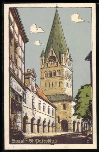 Künstler-AK Soest, Ansicht von St. Patroklus