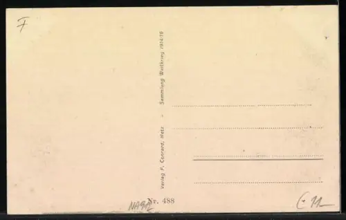 AK Longwy, Kircheninneres mit Kriegsschäden