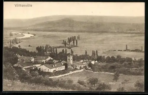 AK Vittonville, Teilansicht mit Umgebung aus der Vogelschau
