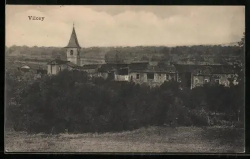 AK Vilcey, Teilansicht mit Kirche