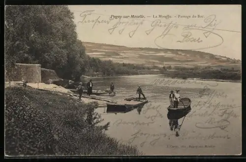 AK Pagny-sur-Moselle, La Moselle, Schiffer