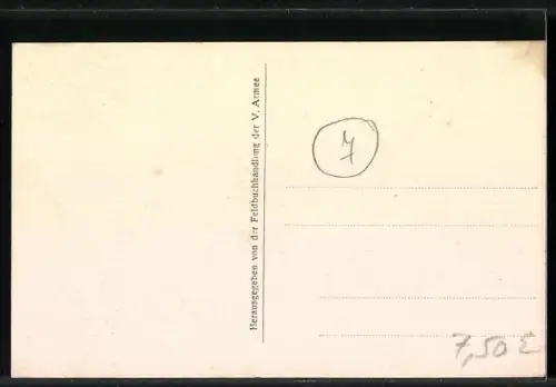 AK Longuyon, Strassenpartie zwischen zerstörten Häusern