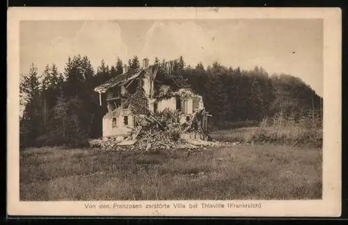 AK Thiaville, Kriegsruine einer Villa