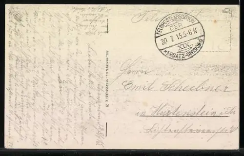 AK Domêvre, Ortspartie in Trümmern