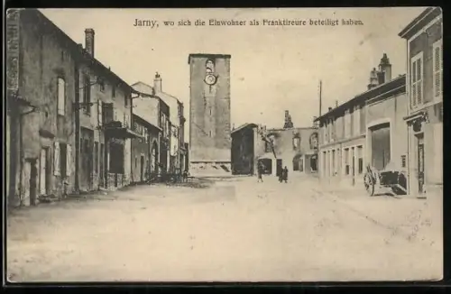 AK Jarny, wo sich Einwohner als Franktireure beteiligt haben, Strassenpartie
