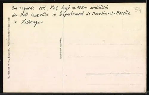 AK Lagarde, Kirche mit Strassenpartie