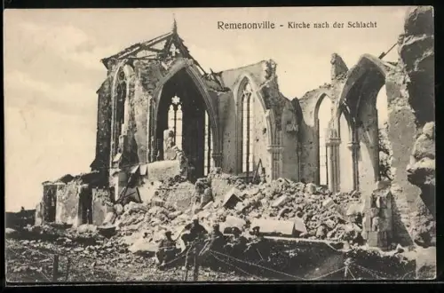 AK Remenonville, Kirche nach der Schlacht