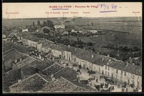 AK Mars-la-Tour, Panorama du Village, Hôpital, Frontière et Bois de Tronville