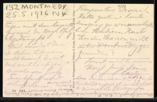 AK Longwy, Marktplatz in Trümmern