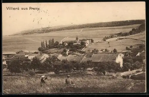 AK Villers sus Preny, Ortsansicht aus der Ferne