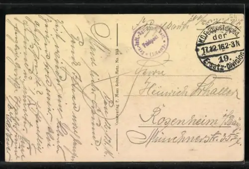 AK Longuyon, Strassenpartie mit zerstörten Häusern