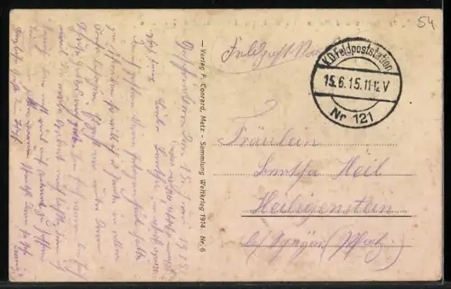 AK Longwy, Kirche und Mairie, Im Vordergrund französische Geschütze