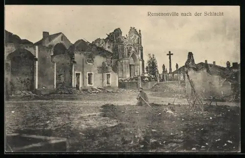 AK Remenonville, Ortspartie nach der Schlacht