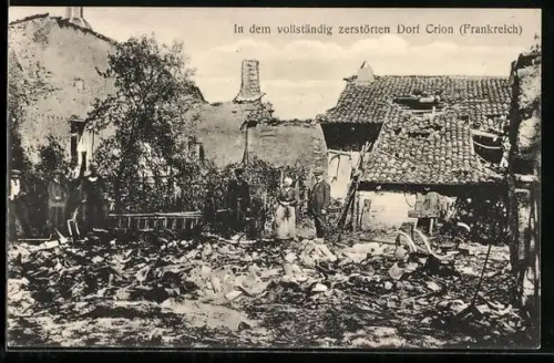 AK Crion, Motiv aus dem zerstörten Dorf