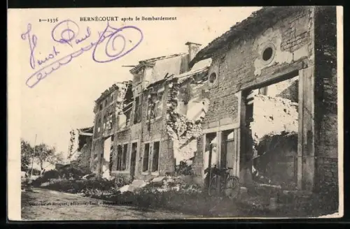AK Bernécourt, Après le Bombardement
