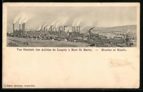 AK Longwy, Vue générale des Aciéries à Mont St. Martin, Meurthe et Moselle
