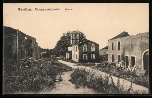 AK Parux, Teilansicht mit Häuserruinen