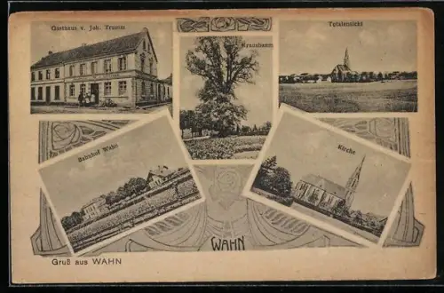 AK Köln-Wahn, Gasthaus v. Joh. Trumm, Bahnhof, Krausbaum