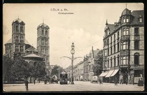 AK Cöln, Christophstrasse, Strassenbahn
