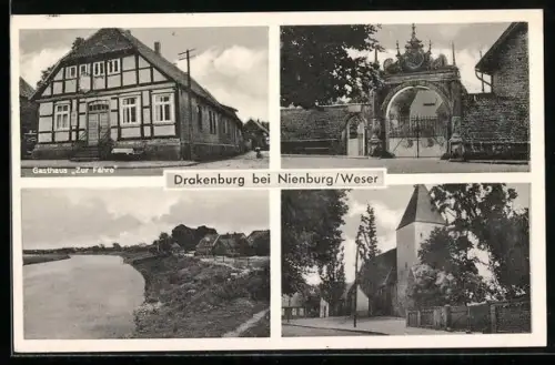 AK Drakenburg, Gasthaus Zur Fähre, versch. Teilansichten