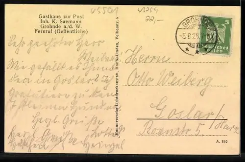 AK Grohnde a. d. Weser, Gasthaus Saemann, Poststrasse