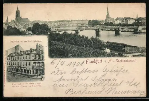 AK Frankfurt a. M.-Sachsenhausen, Gasthaus zu den drei Rindern, Ortsansicht