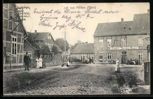 AK Ahlden / Aller, Strassenansicht mit Gasthof Theodor Meyer
