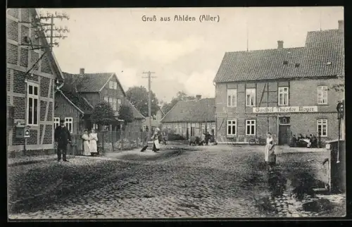 AK Ahlden / Aller, Strassenansicht mit Gasthof Theodor Meyer
