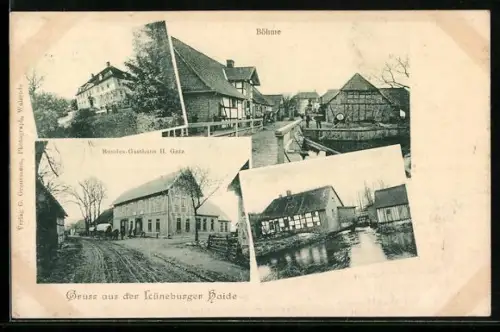 AK Böhme, Ortsansicht, Strassenbild, Bundes-Gasthaus H. Gatz, Lüneburger Haide