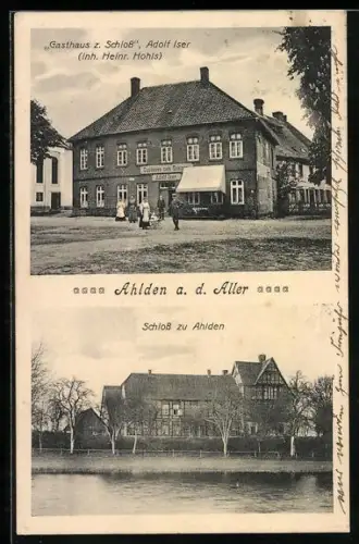 AK Ahlden a. d. Aller, Gasthaus zum Schloss, Inh. Heinr. Hohls, Schloss